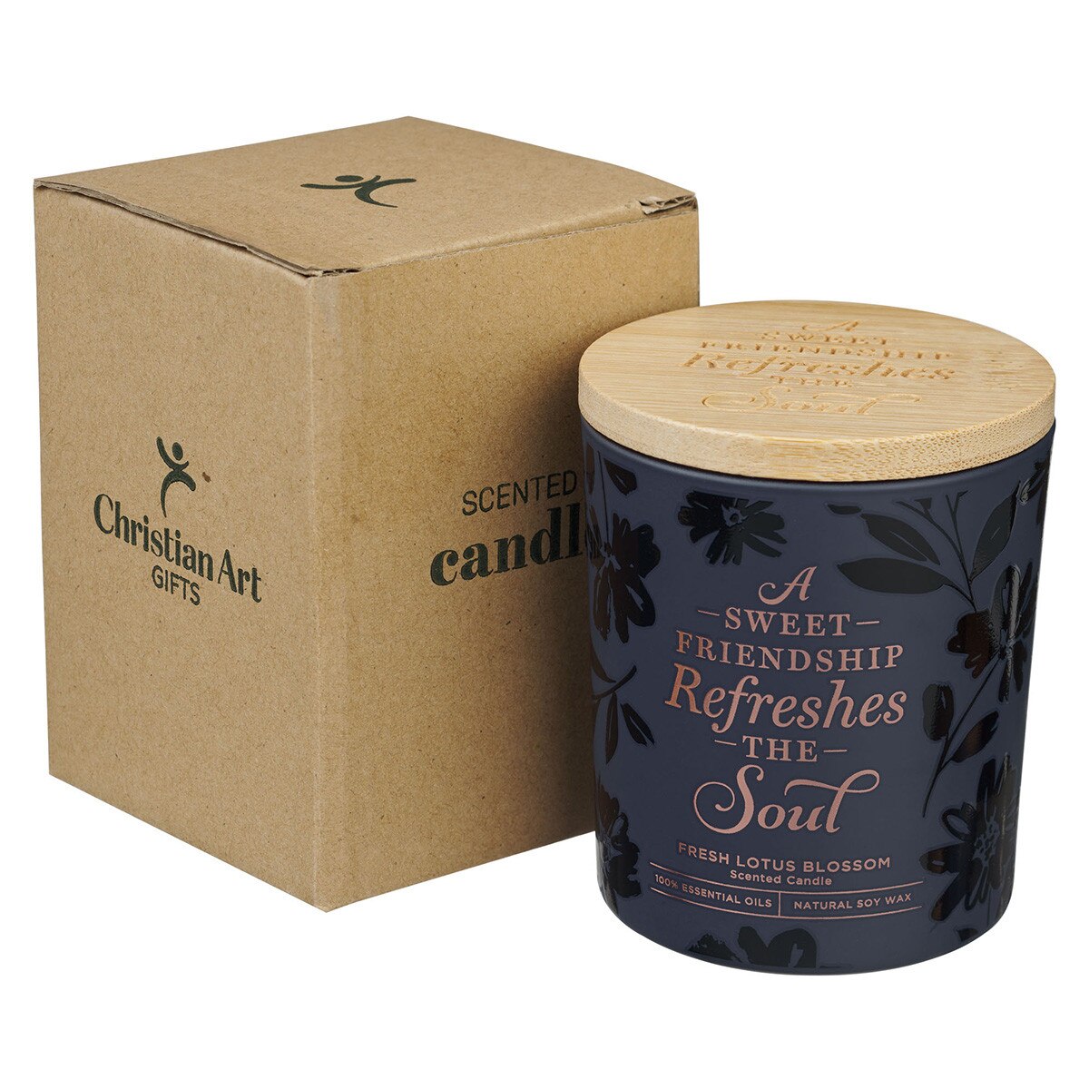 Sweet Friendship Fresh Lotus Blossom Scented Candle in a Glass Jar