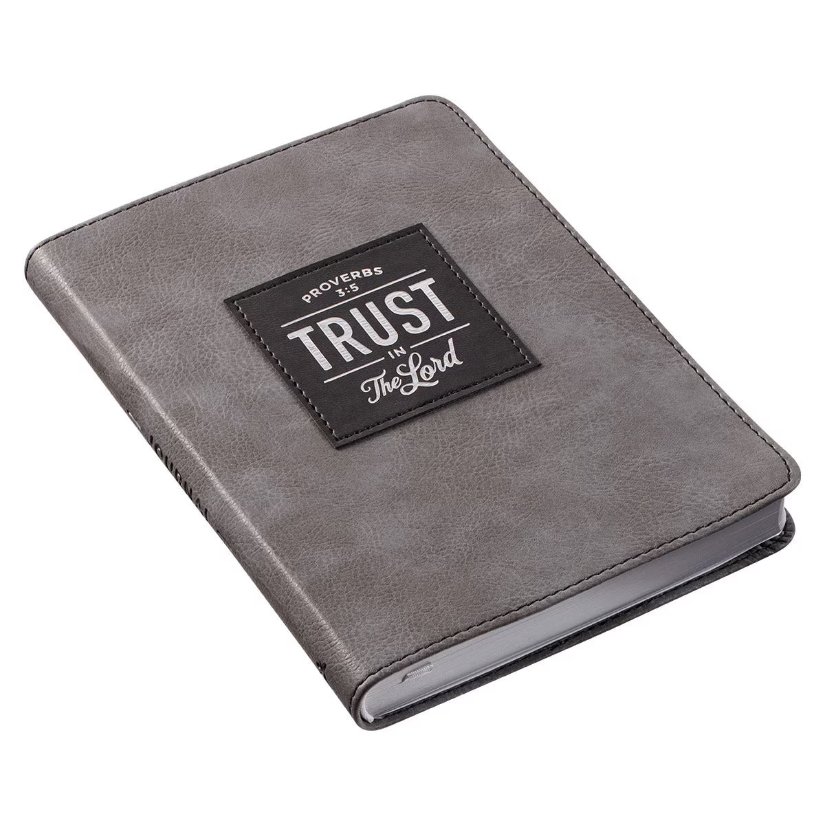 Trust in the LORD Grey Faux Leather Handy-sized Journal - Proverbs 3:5