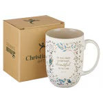 Everything Beautiful Cream Floral Ceramic Coffee Mug - Ecclesiastes 3:11