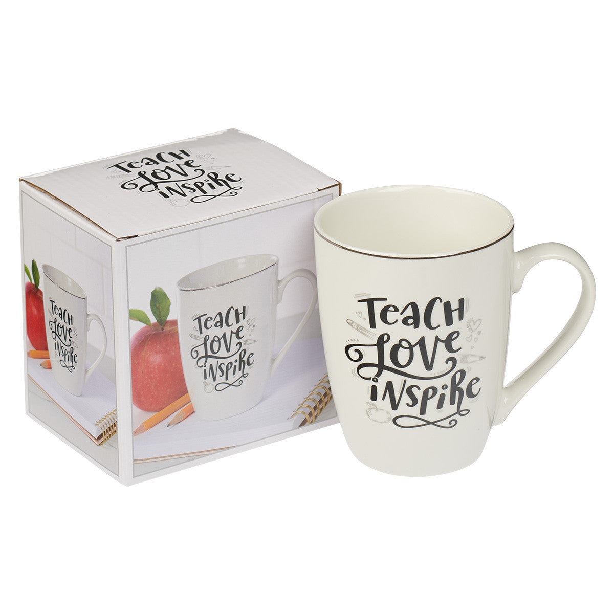Teach Love Inspire Black and White Ceramic Mug