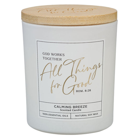 All Things For Good Calming Breeze Candle in a Glass Jar - Romans 8:28