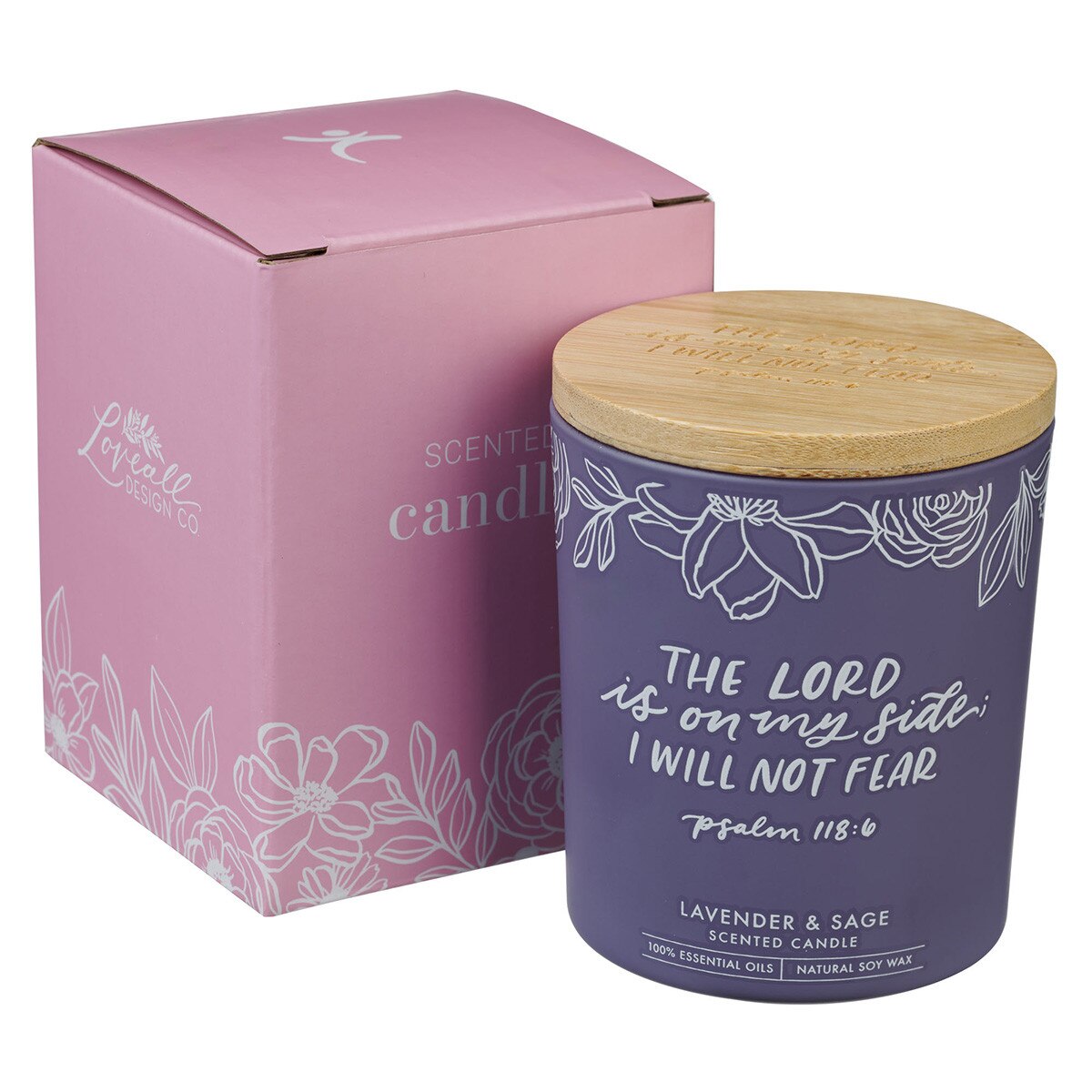 I Will Not Fear Lavender and Sage Candle in a Glass Jar - Psalm 118:6