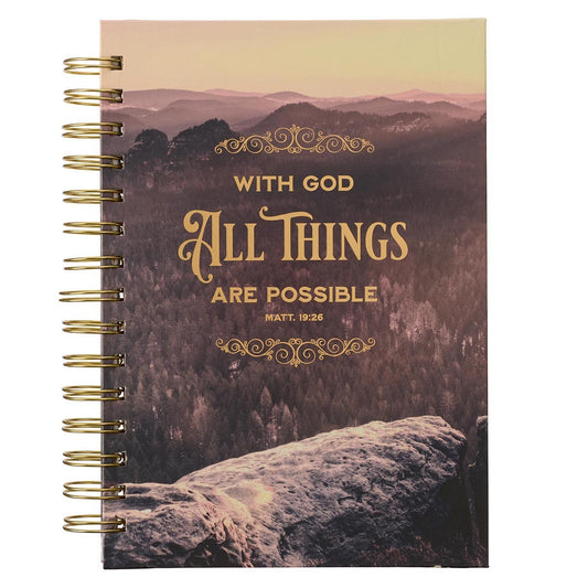 All Things Are Possible Mountain Vista Large Wirebound Journal - Matthew 19:26