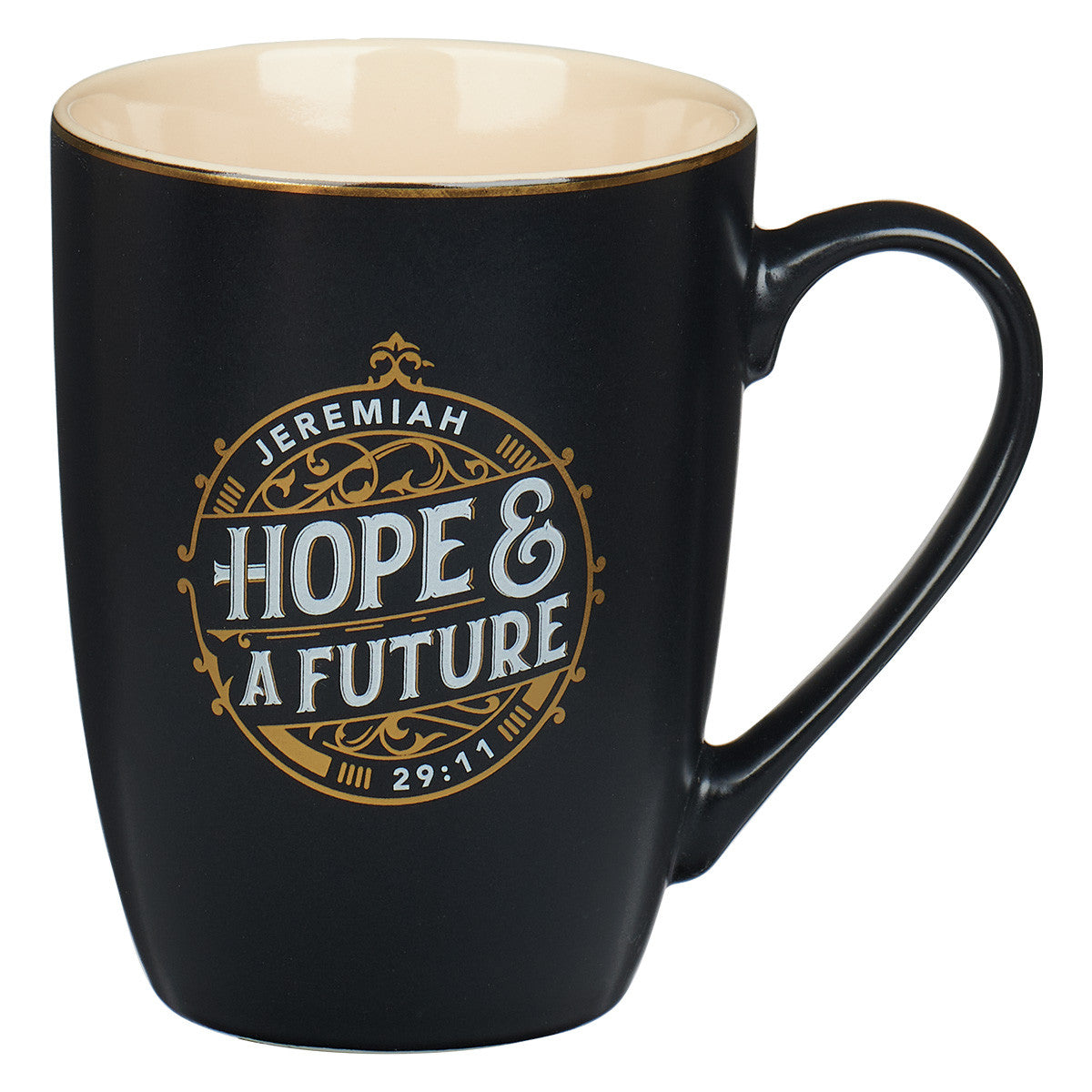 Hope and a Future Black and Gold Ceramic Coffee Mug - Jeremiah 29:11
