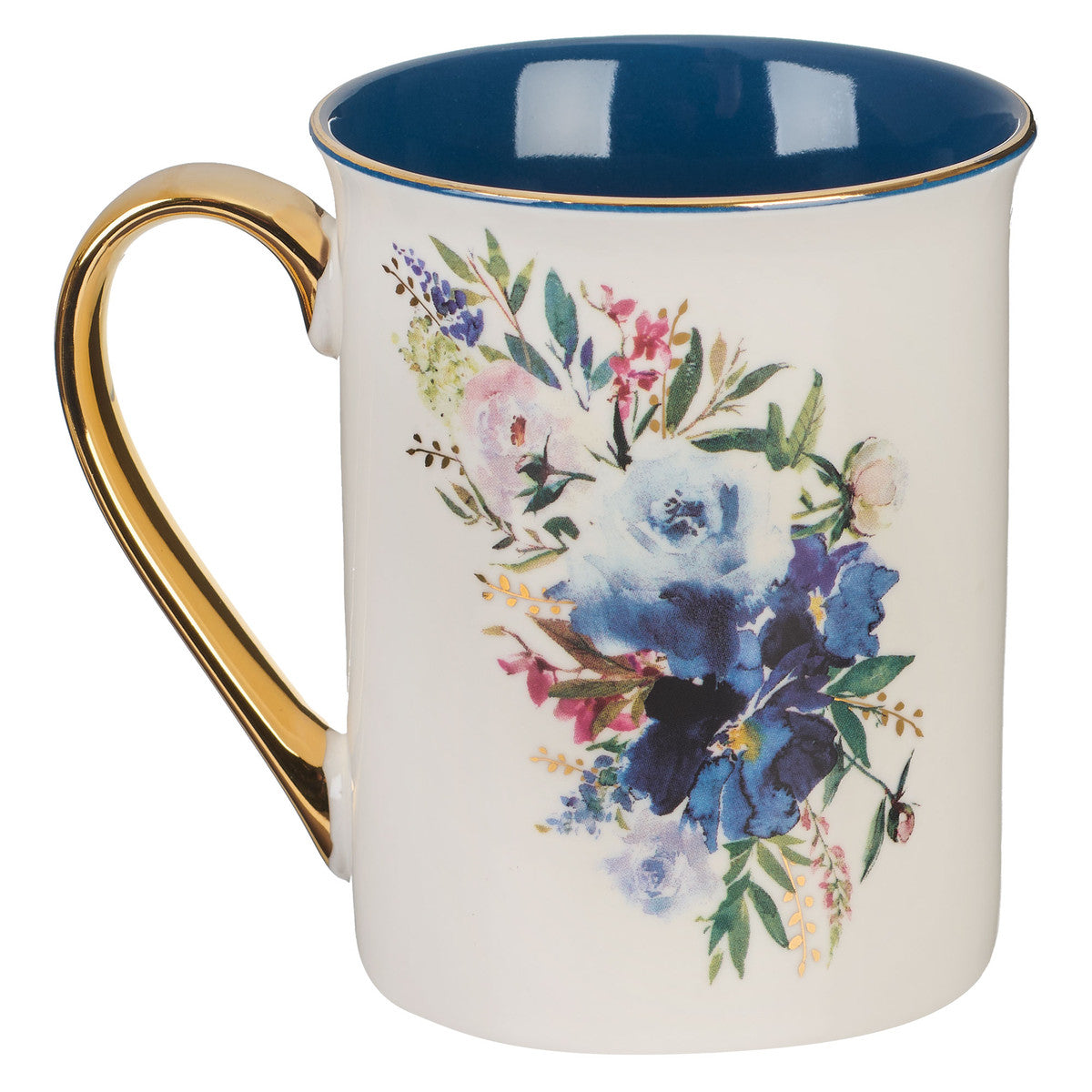 More Precious than Rubies White and Blue Ceramic Coffee Mug - Proverbs 3:15