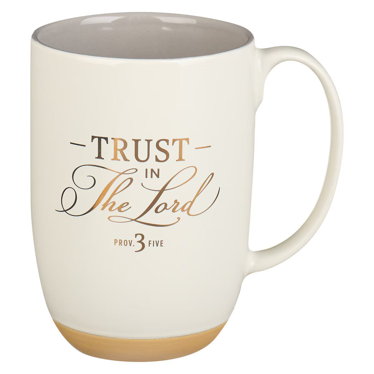 Trust in the Lord white Ceramic Coffee Mug with Exposed Clay Base - Proverbs 3:5