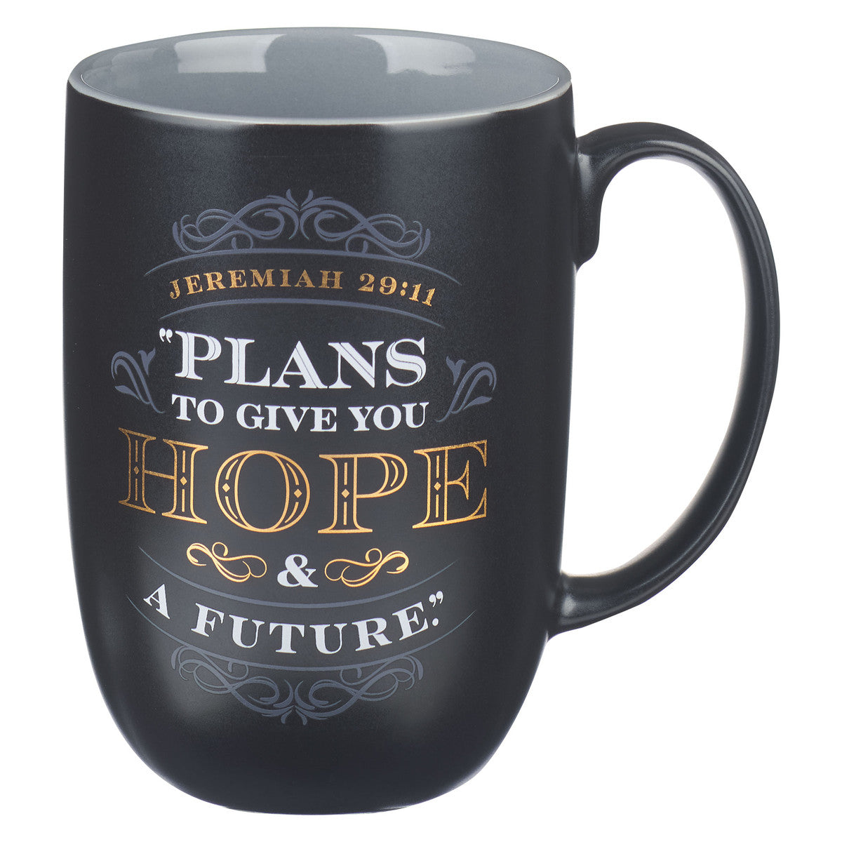 Plans for Hope and a Future Black Ceramic Coffee Mug - Jeremiah 29:11