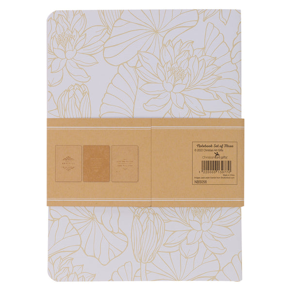 Gratitude White and Gold Large Prompted Notebook Set
