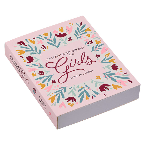Pink Floral Softcover One-Minute Devotions for Girls