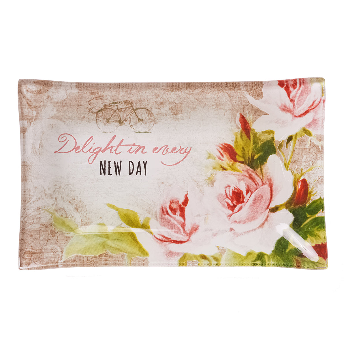 Delight in Every Day Glass Trinket Tray - The Amazing Grace Co
