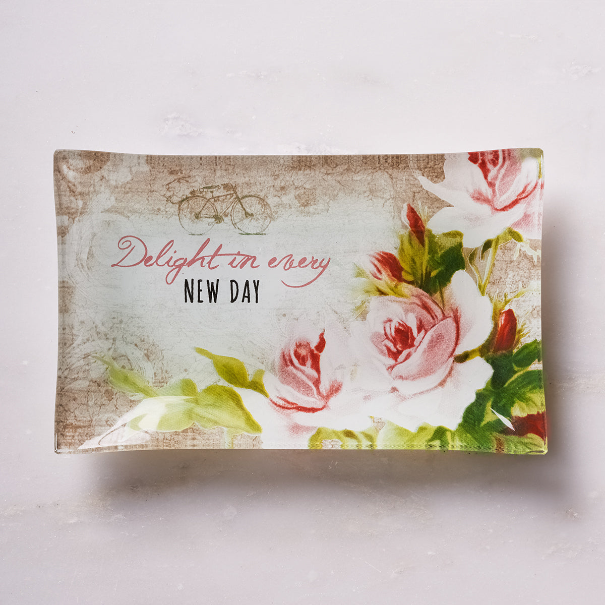 Delight in Every Day Glass Trinket Tray - The Amazing Grace Co