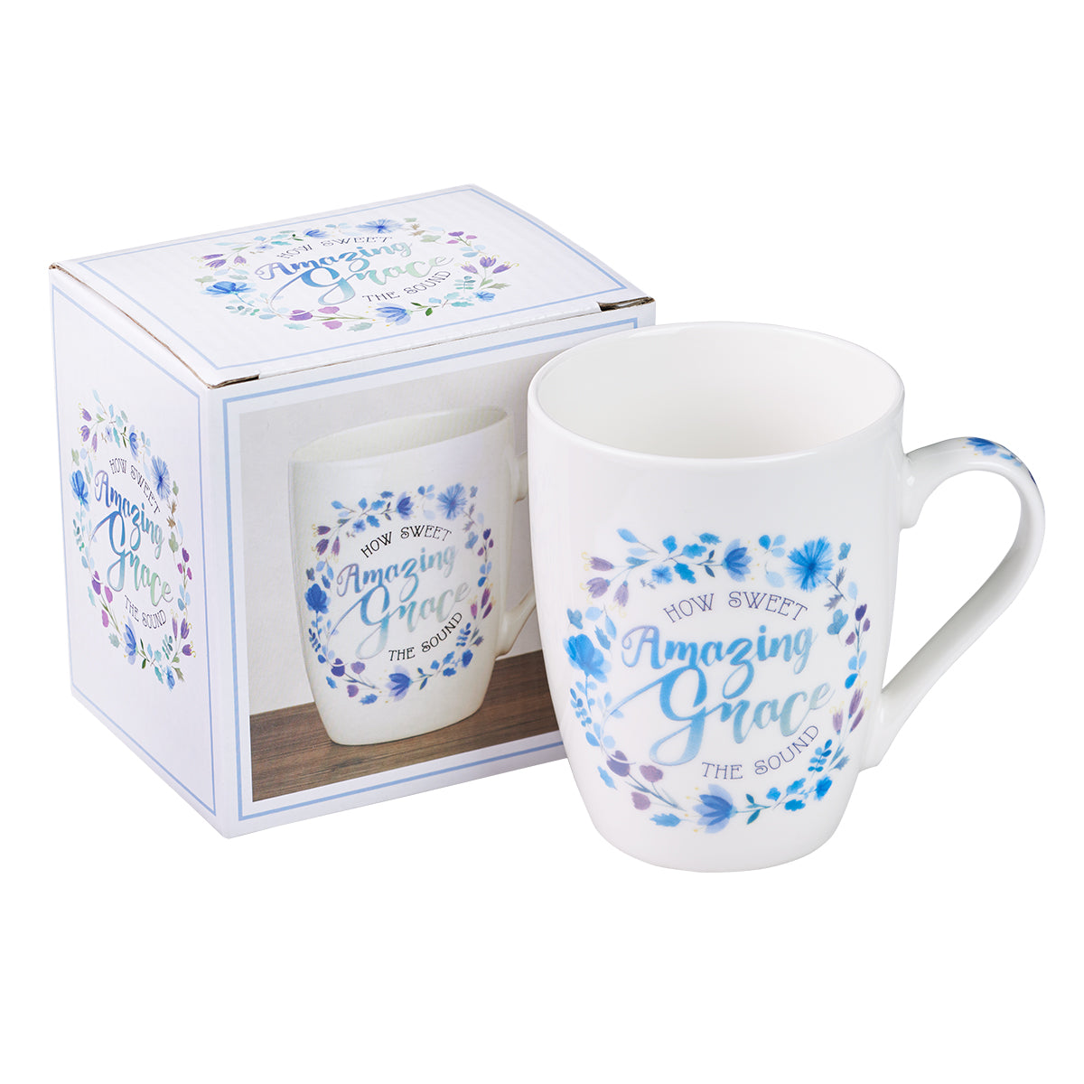 Blue Floral Amazing Grace Coffee Mug