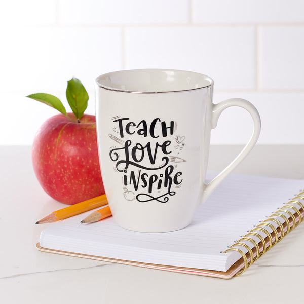 Teach Love Inspire Black and White Ceramic Mug