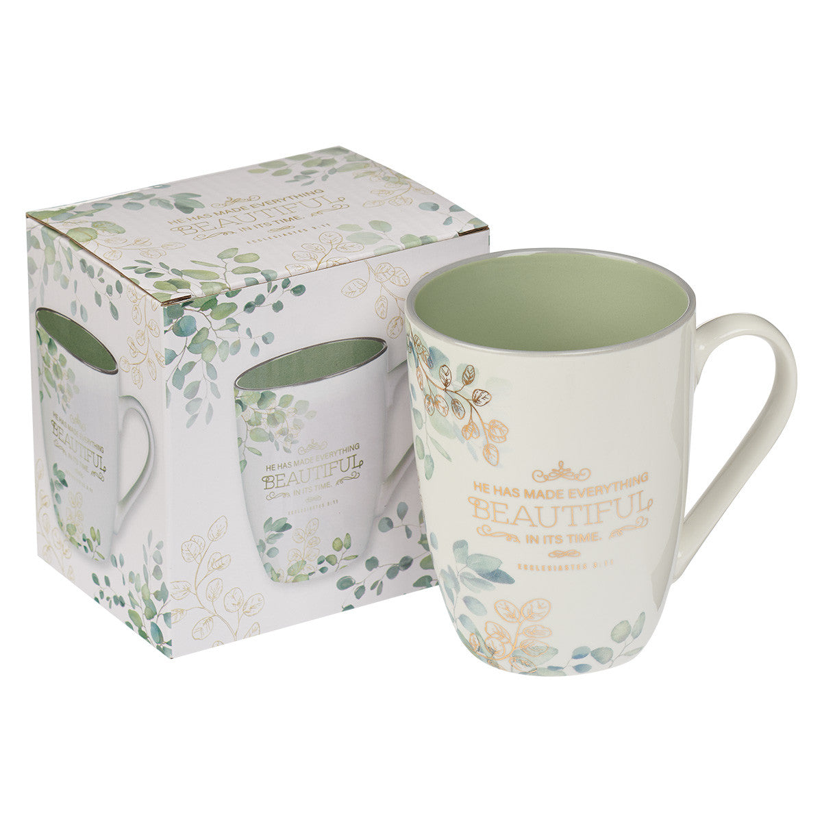 Beautiful in its Time Blue Floral Ceramic Mug - Ecclesiastes 3:11