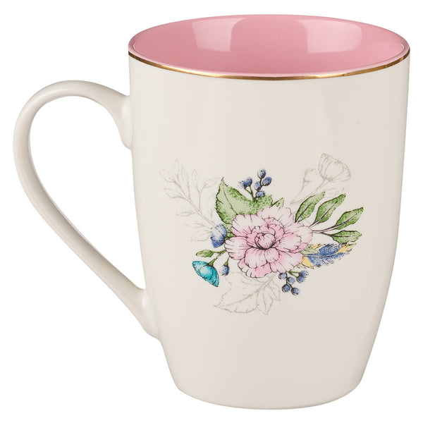 The LORD Delights in You Pink Floral Ceramic Coffee Mug - Isaiah 62:4