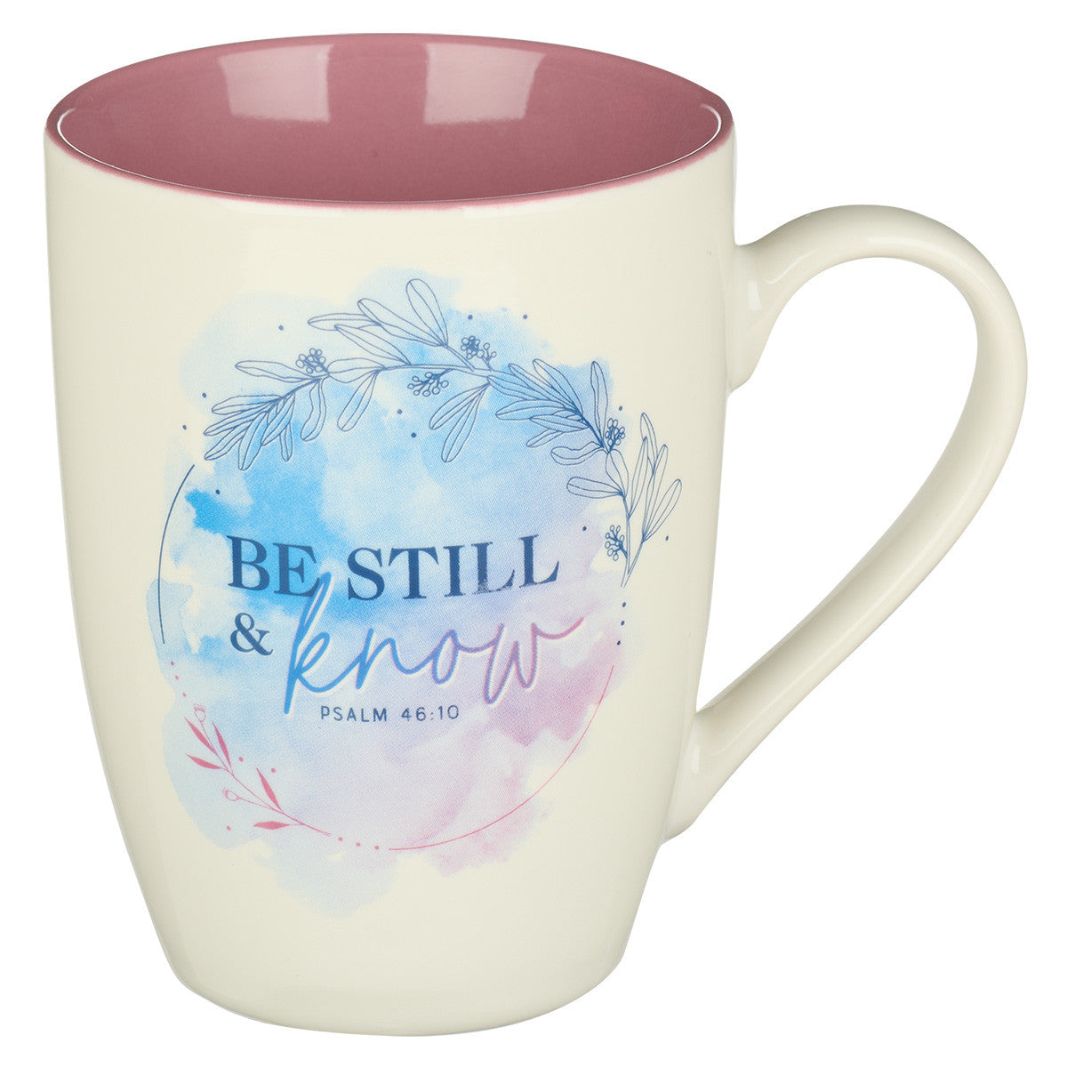 Be Still Mauve Watercolour Ceramic Coffee Mug - Psalm 46:10