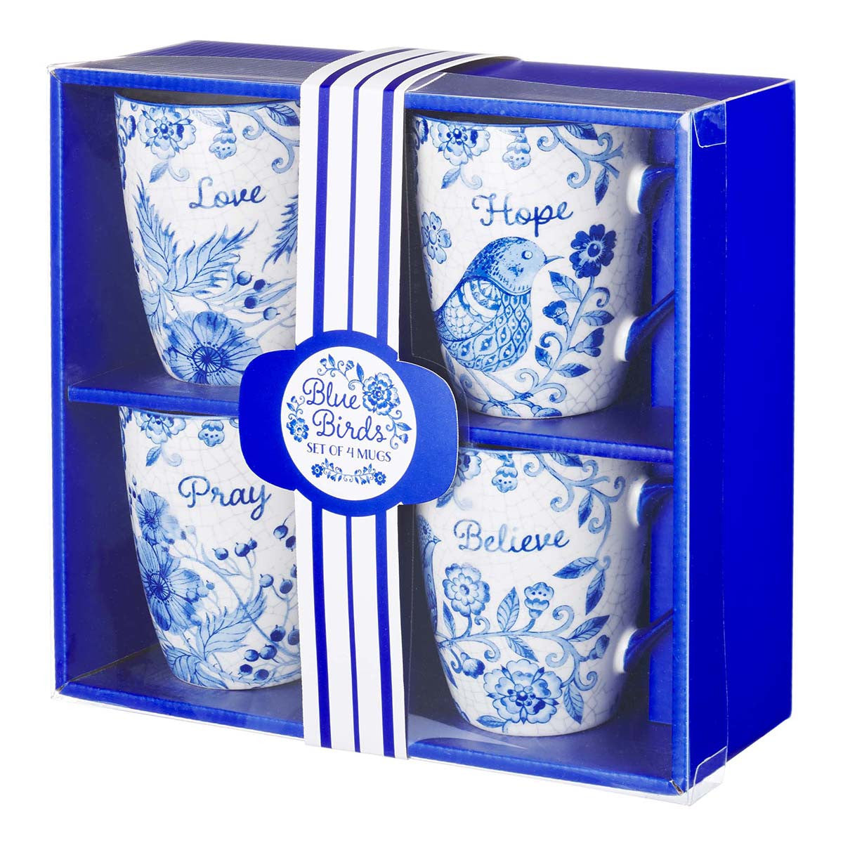 Believe, Hope, Pray & Love Ceramic Mug Set in Blue - The Amazing Grace Co