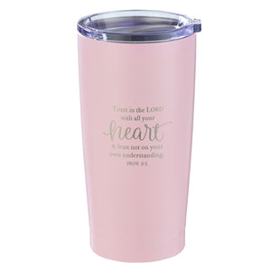 Trust in the Lord Pink Travel Mug - Proverbs 3:5 - The Amazing Grace Co