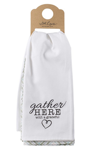 Gather Here With A Grateful Heart Cotton Tea Towel Set - The Amazing Grace Co