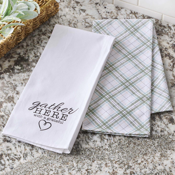 Gather Here With A Grateful Heart Cotton Tea Towel Set - The Amazing Grace Co